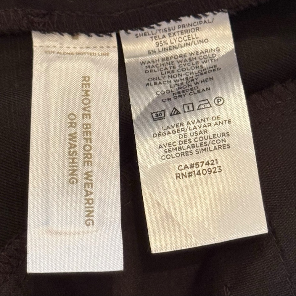 LOFT Size 8 Black High Waist Wide Leg Lyocell-Linen Blend Ankle/Cropped Pants - Picture 8 of 8